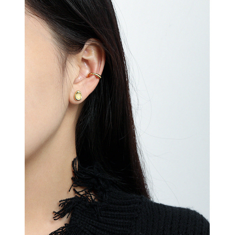 SERAPHINA'S CHALCEDONY SILVER EAR STUDS - OPHRASTUDIO