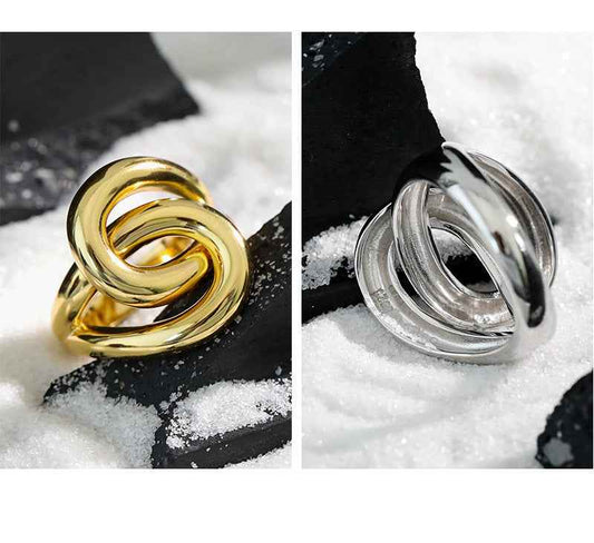 Interwoven Elegance Silver Statement Ring