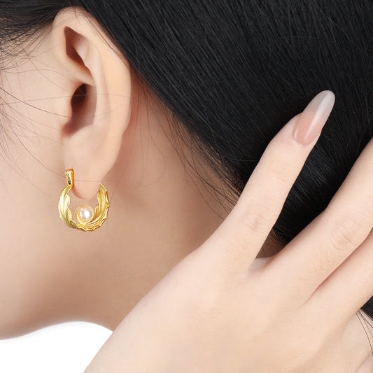 Pearl Seaweed Hoop Earrings OPHRASTUDIO