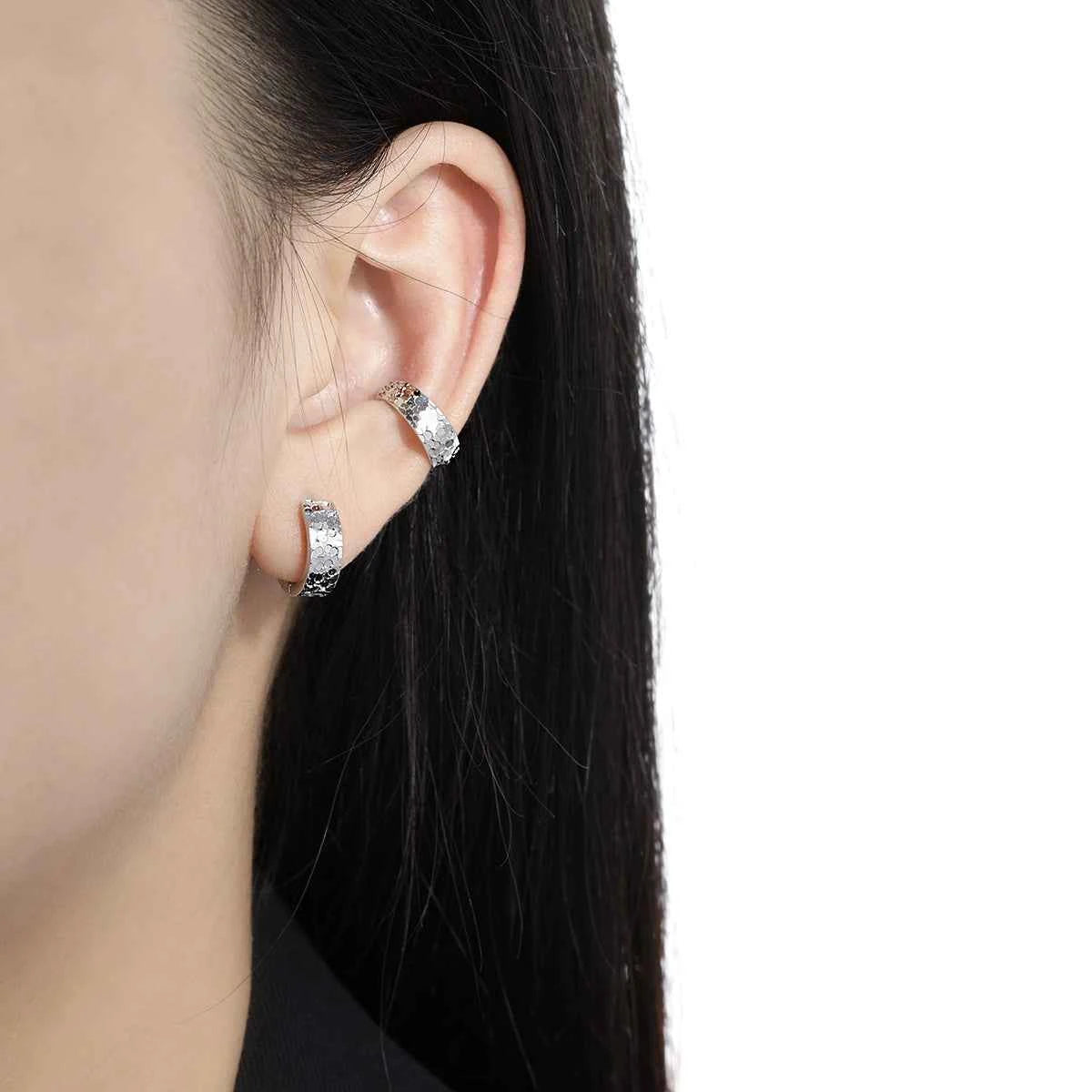 Textured Scales Silver Ear Cuff Earring
