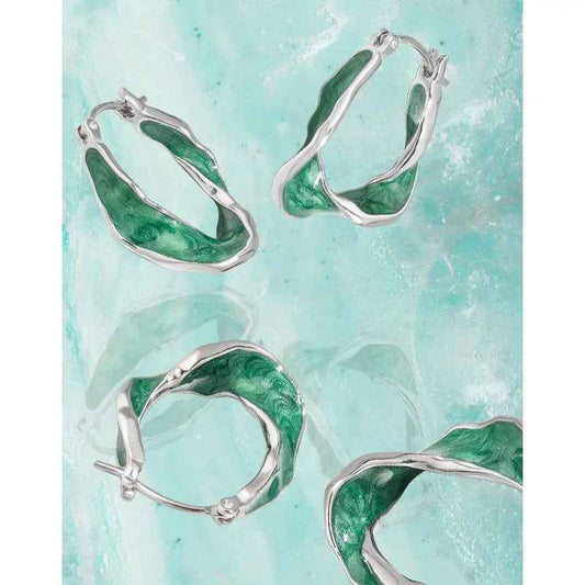 Enchanted Vortex Silver Hoop Earrings