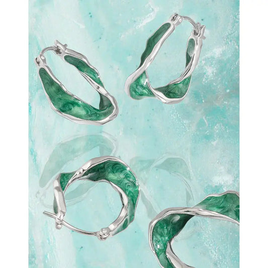 Enchanted Vortex Silver Hoop Earrings