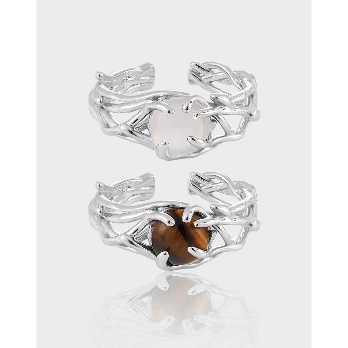 Aurora's Gleam Hollow Silver Statement Ring