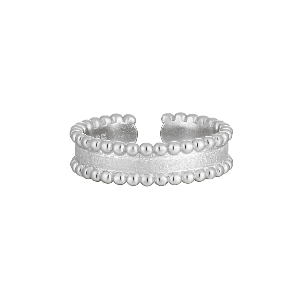 Matte Beaded Edge Silver Band Ring OPHRASTUDIO