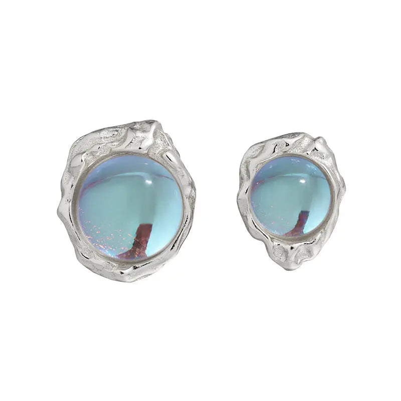 SELENE'S LUXURY MOONSTONE SILVER STUD EARRINGS - OPHRASTUDIO