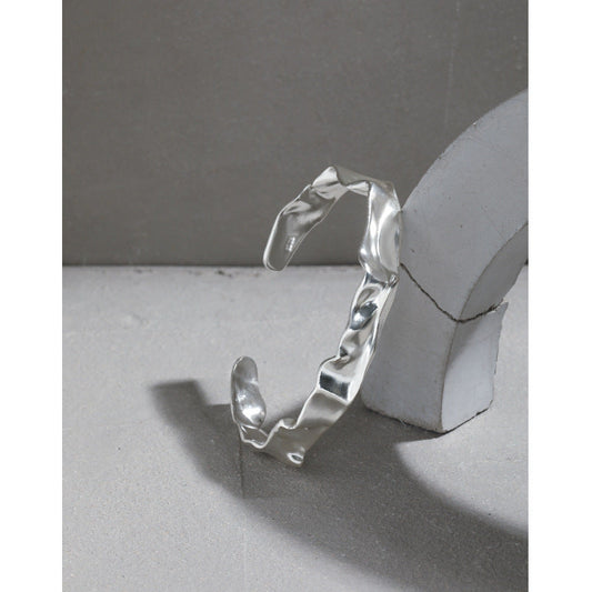 Stardust Texture Silver Cuff Bracelet