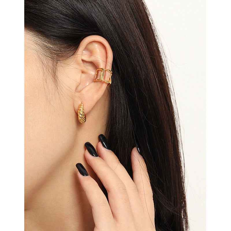 Hollow Sterling Silver Ear Cuff Earring