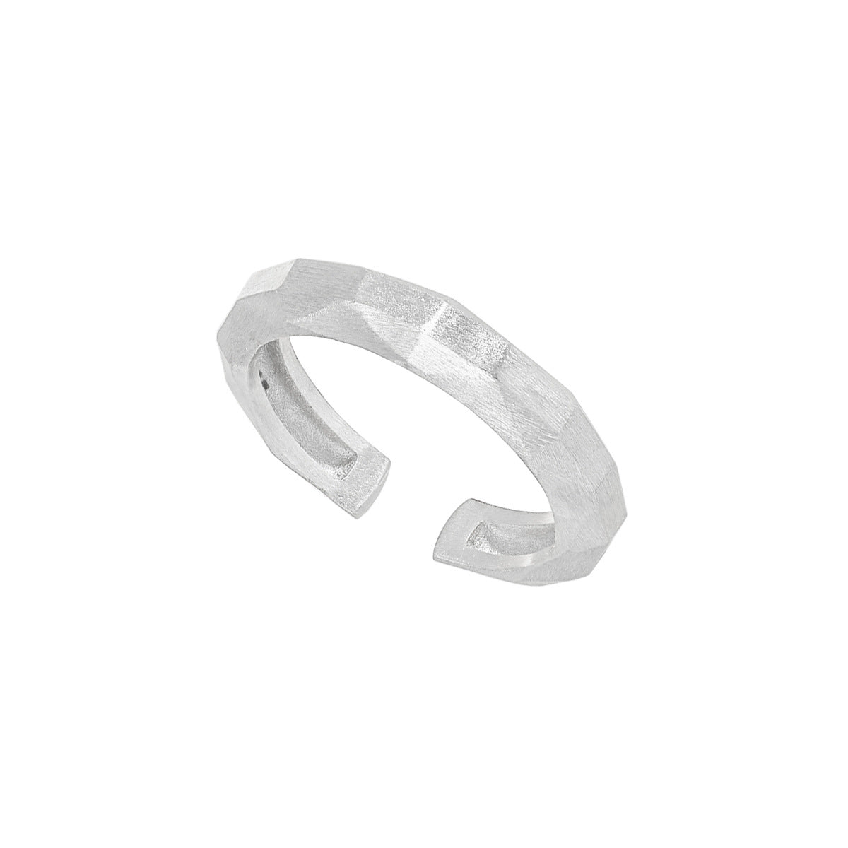 RAPUNZEL'S MULTI-FACETED CUT RHOMBUS BRUSHED SILVER RING OPHRASTUDIO