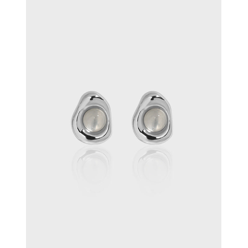 SERAPHINA'S CHALCEDONY SILVER EAR STUDS - OPHRASTUDIO