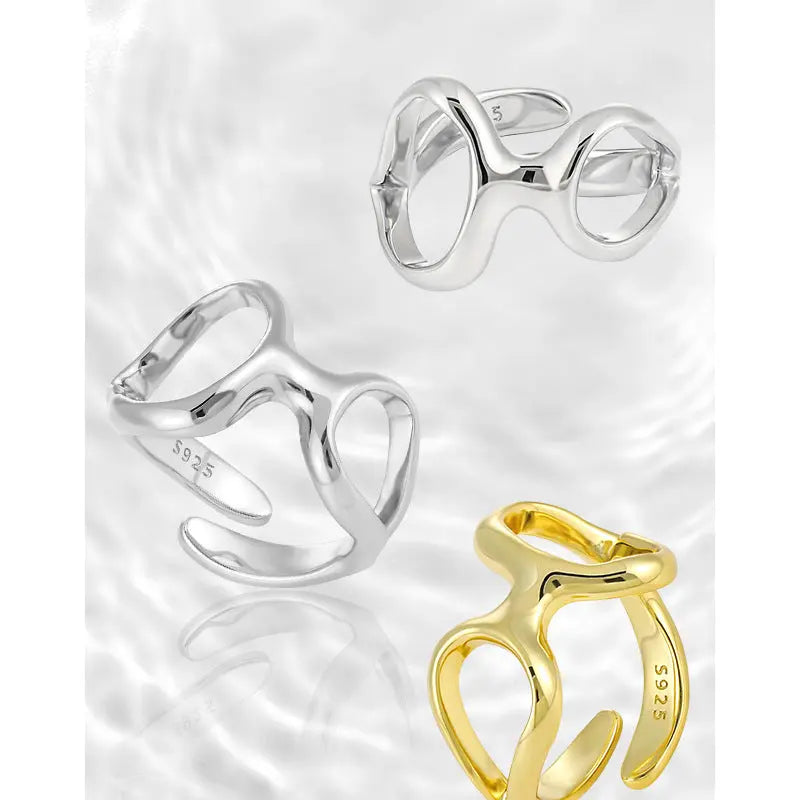 ATHENA'S GEOMETRIC HOLLOW SILVER RING - OPHRASTUDIO