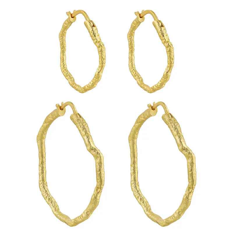 Geometric Circle Silver Hoop Earrings