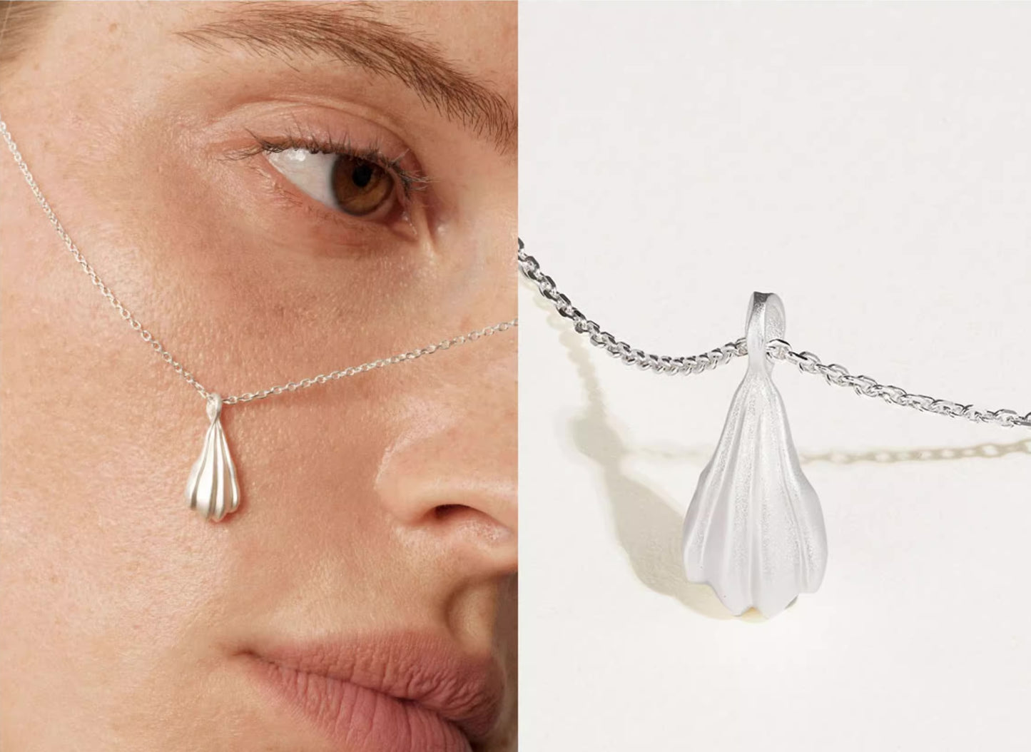 Valuri Wave Shell Silver Necklace OPHRASTUDIO