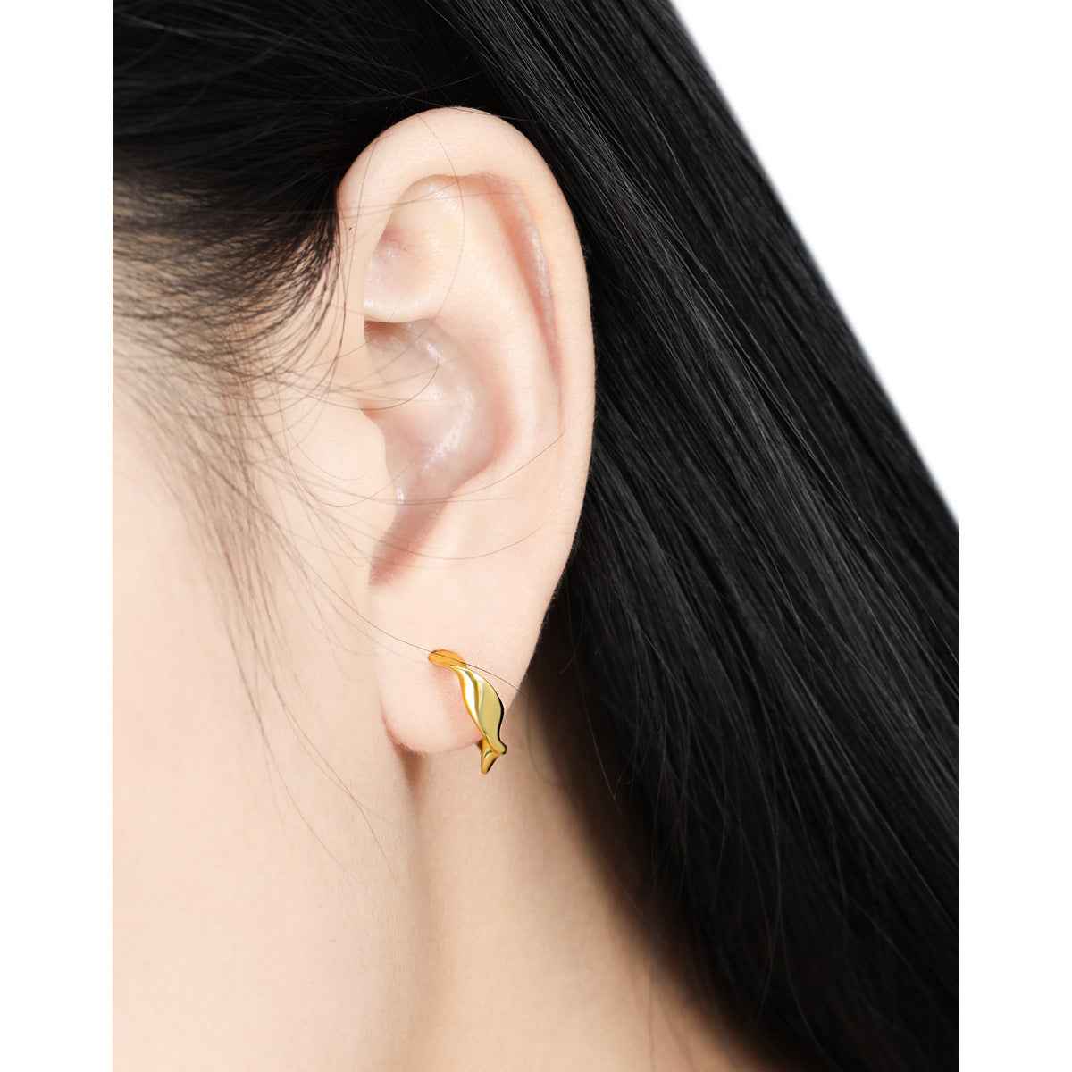 Irregular Smooth Twist Silver Huggie Earrings