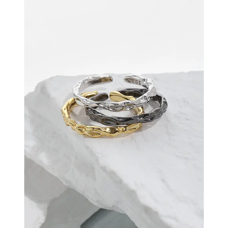 ATHENA'S INDUSTRIAL TEXTURE SILVER RING - OPHRASTUDIO