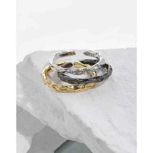 Athena's Industrial Texture Silver Stacking Ring