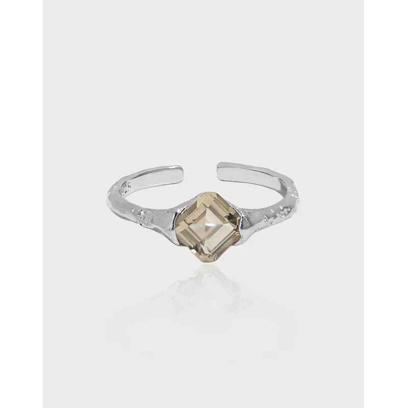 Square Collarstone Silver Statement Ring
