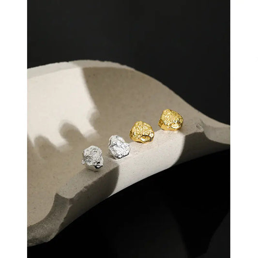 Minimalist Geometric Lava Silver Stud Earrings