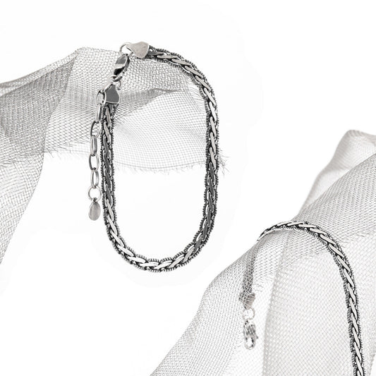 Enchanted Serpent Bone Silver Chain Bracelet