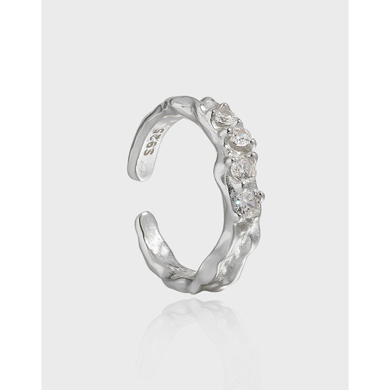 DIANA'S INLAID ZIRCON SILVER RING - OPHRASTUDIO