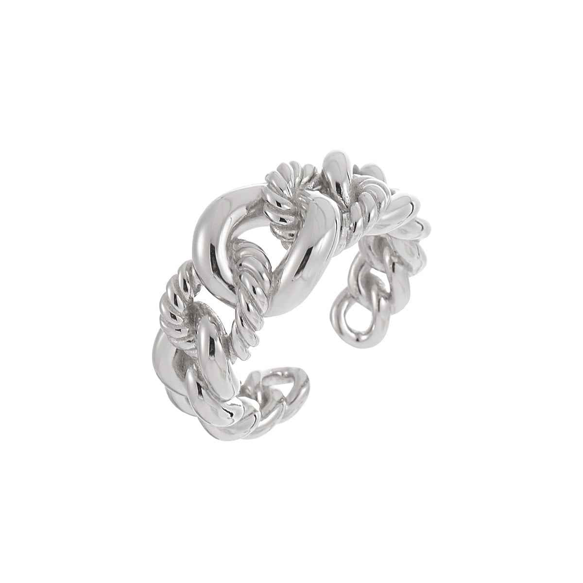 Knotted Elegance Silver Statement Ring