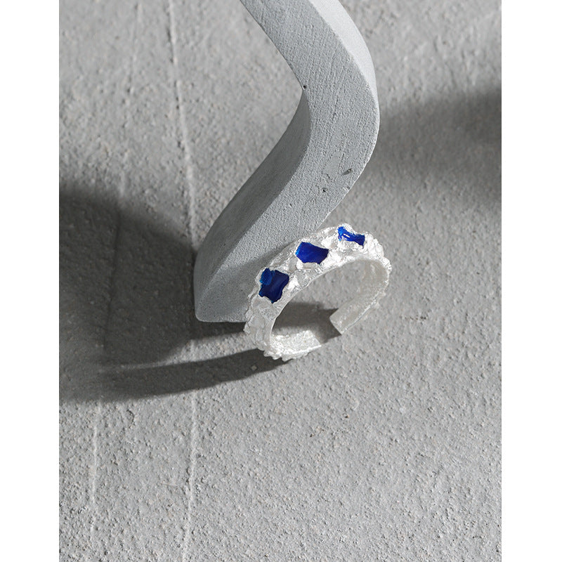 AQUA DRIP GLAZE SILVER RING - OPHRASTUDIO