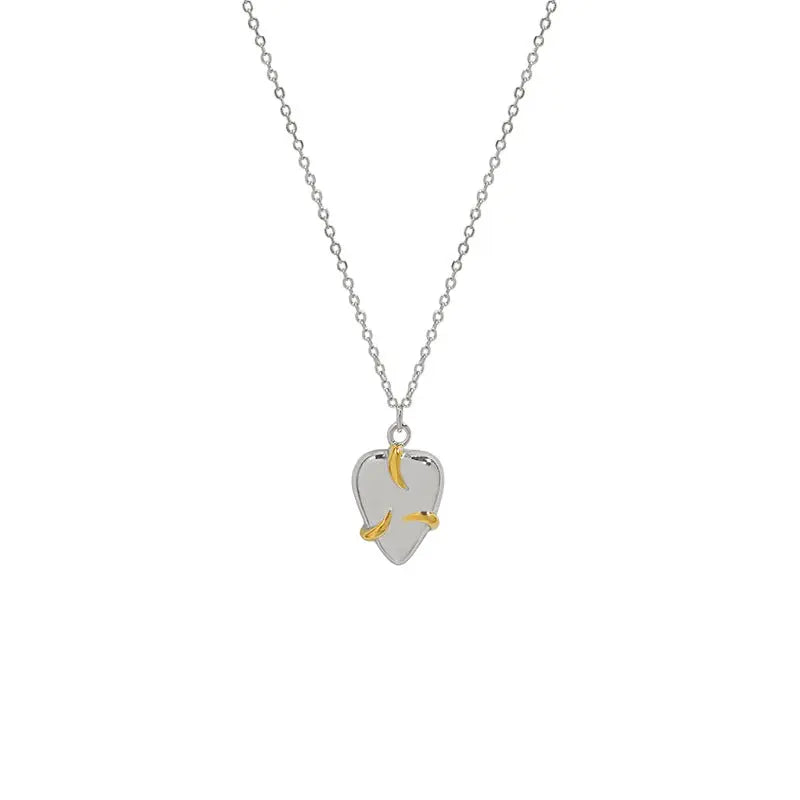 ELOISE'S GEOMETRIC HEART SILVER NECKLACE - OPHRASTUDIO