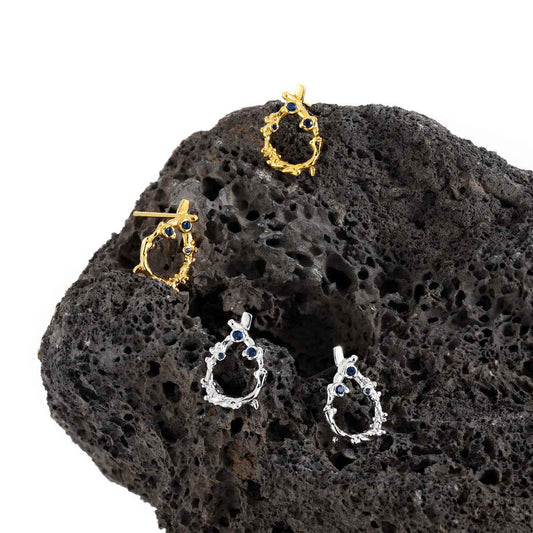 AURORA'S CIRCLE ZIRCON SILVER STUD EARRINGS OPHRASTUDIO