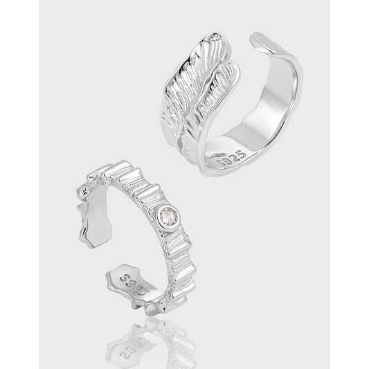 Striped Elegance Silver Statement Ring