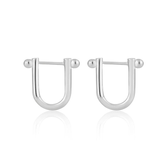 SPHERE U-BAND SILVER HOOP EARRINGS - OPHRASTUDIO