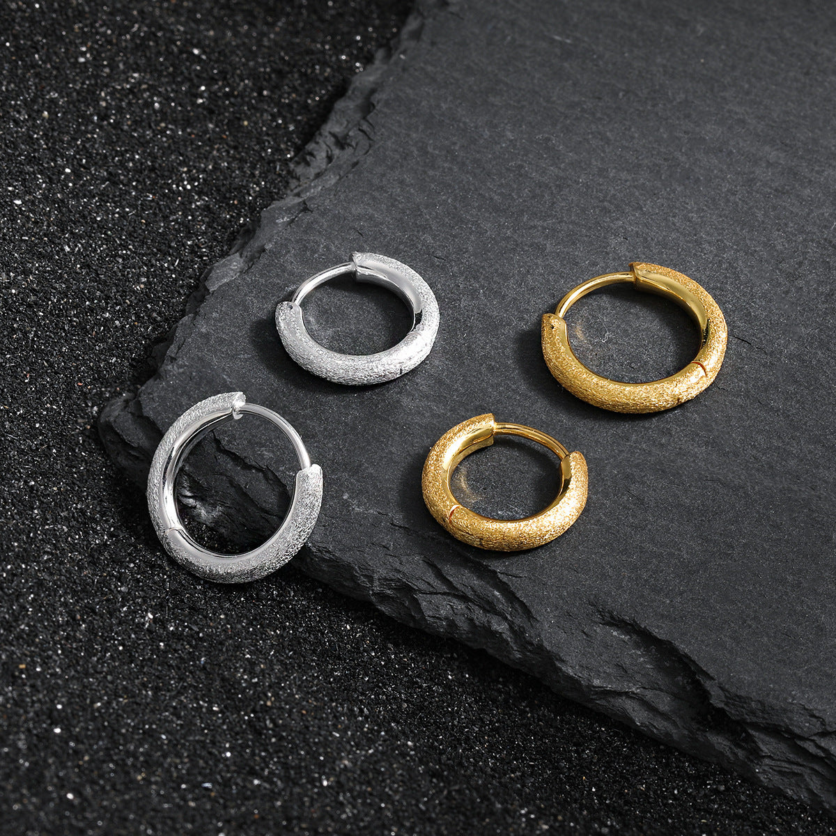 Minimalist Matte Sterling Silver Huggie Earring OPHRASTUDIO
