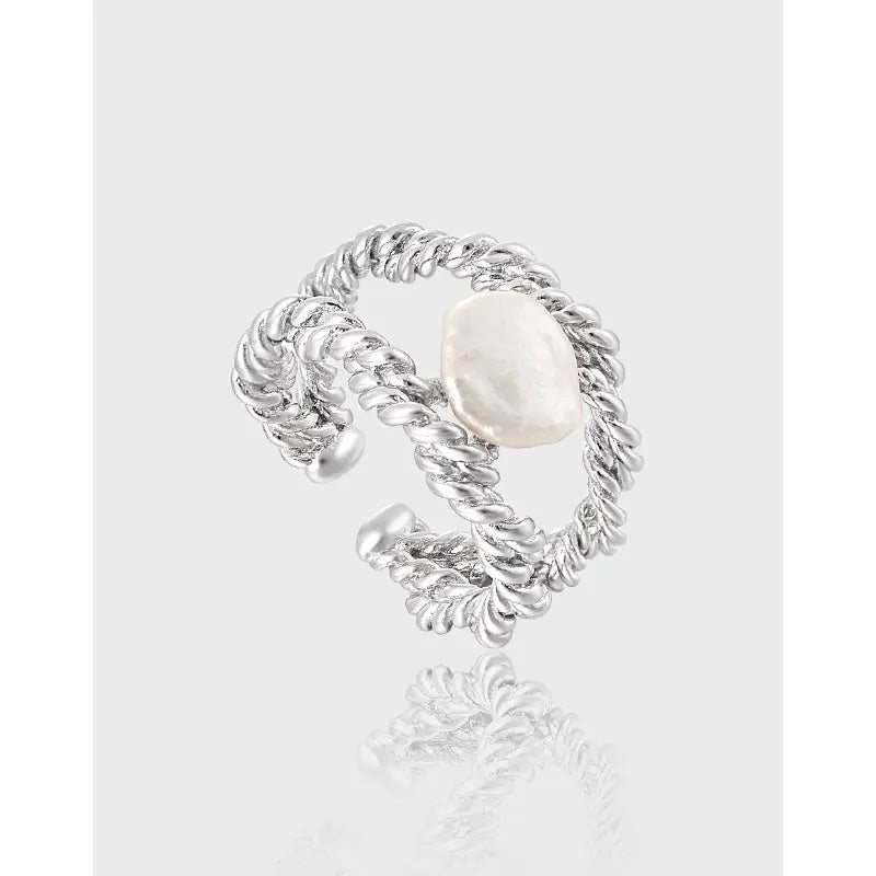 TWISTED ROPE BAROQUE PEAR RING - OPHRASTUDIO