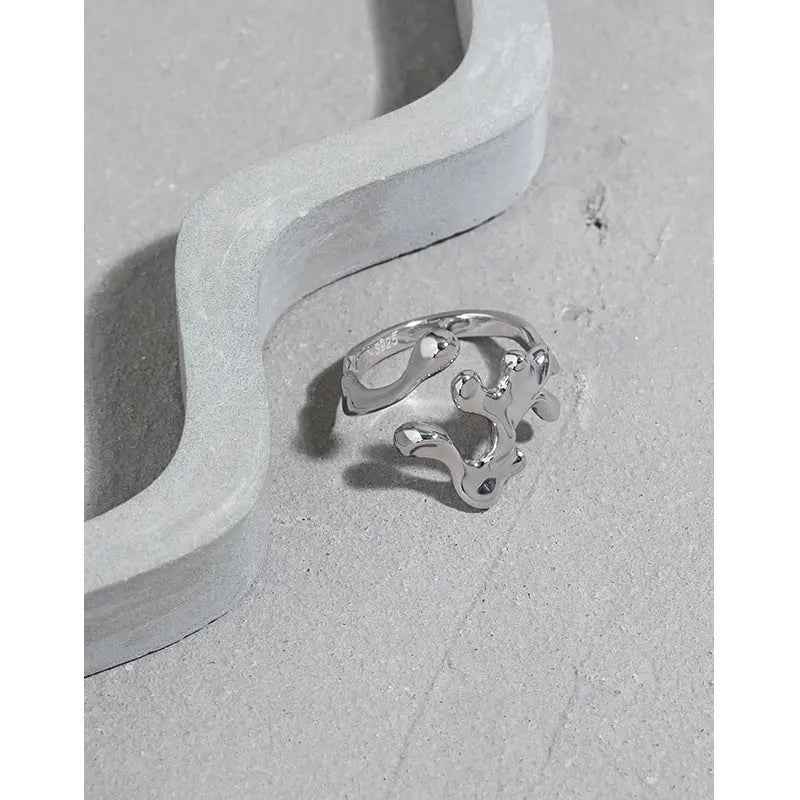 Brynhildr's Lava Texture Silver Statement Ring