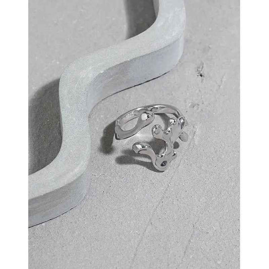 Brynhildr's Lava Texture Silver Statement Ring