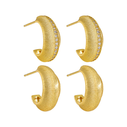 Luminous Brushed Huggie Earrings OPHRASTUDIO