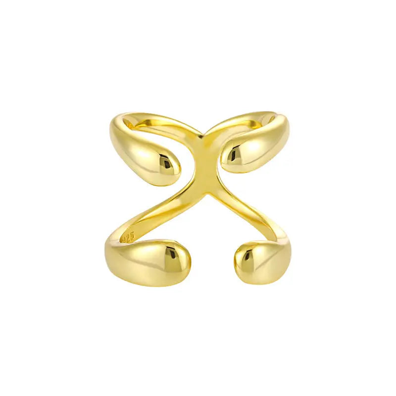 ASTRID'S GEOMETRIC X-CROSS SILVER RING - OPHRASTUDIO