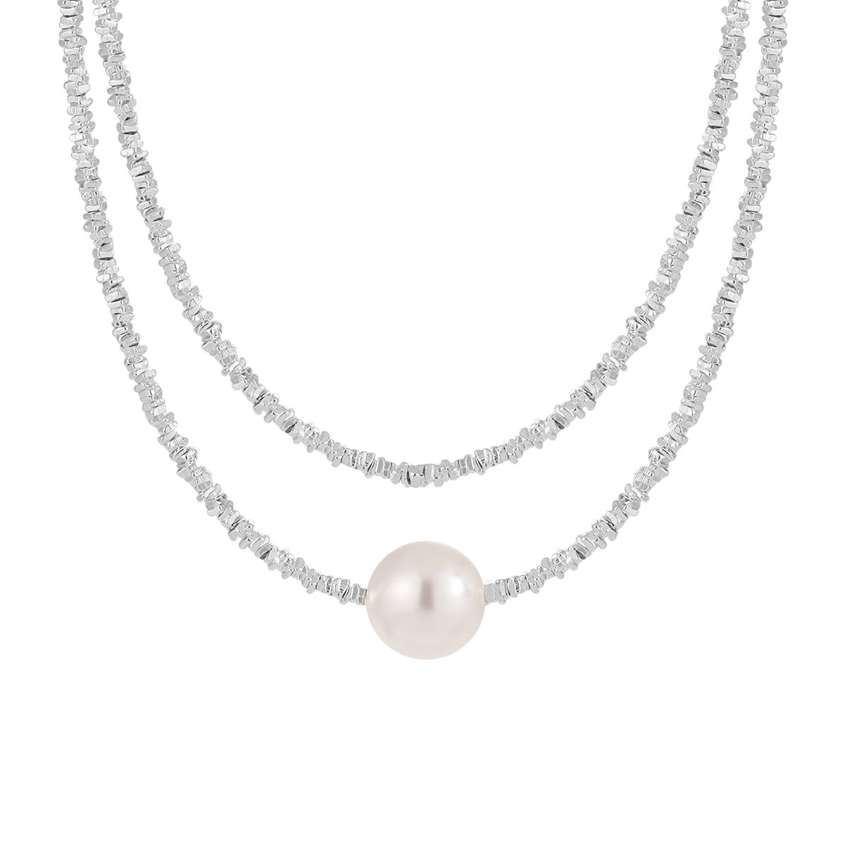 Ophelia's Whisper Silver Pearl Necklace
