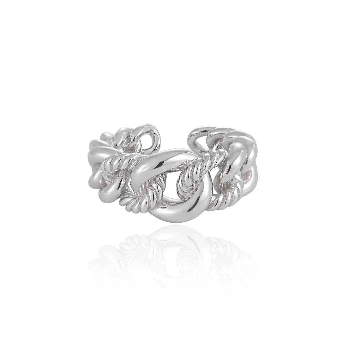 Knotted Elegance Silver Statement Ring