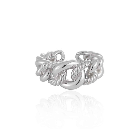 Knotted Elegance Silver Statement Ring