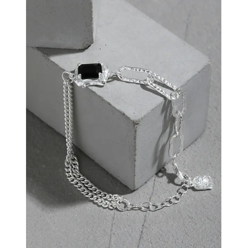ELODIE'S MICRO-INLAID ZIRCON DOUBLE-LAYER SILVER BRACELET - OPHRASTUDIO