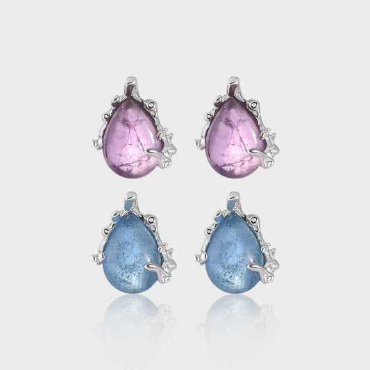 Aqua Drop Silver Crystal Earrings