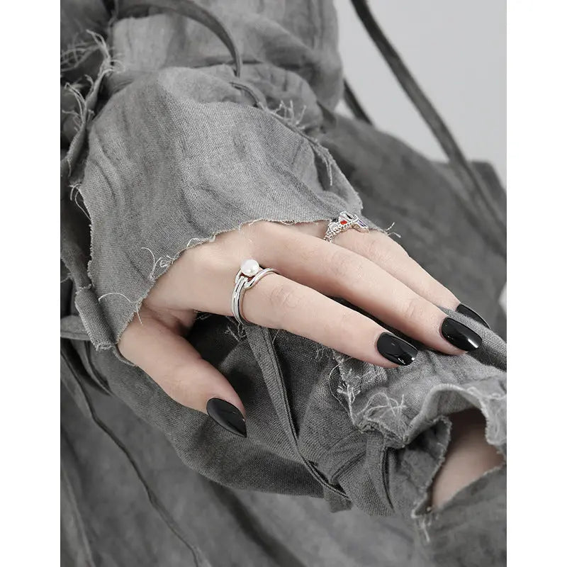 Whimsical Elegance Silver Pearl Ring
