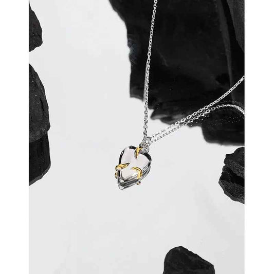 Eloise's Geometric Silver Heart Pendant Necklace