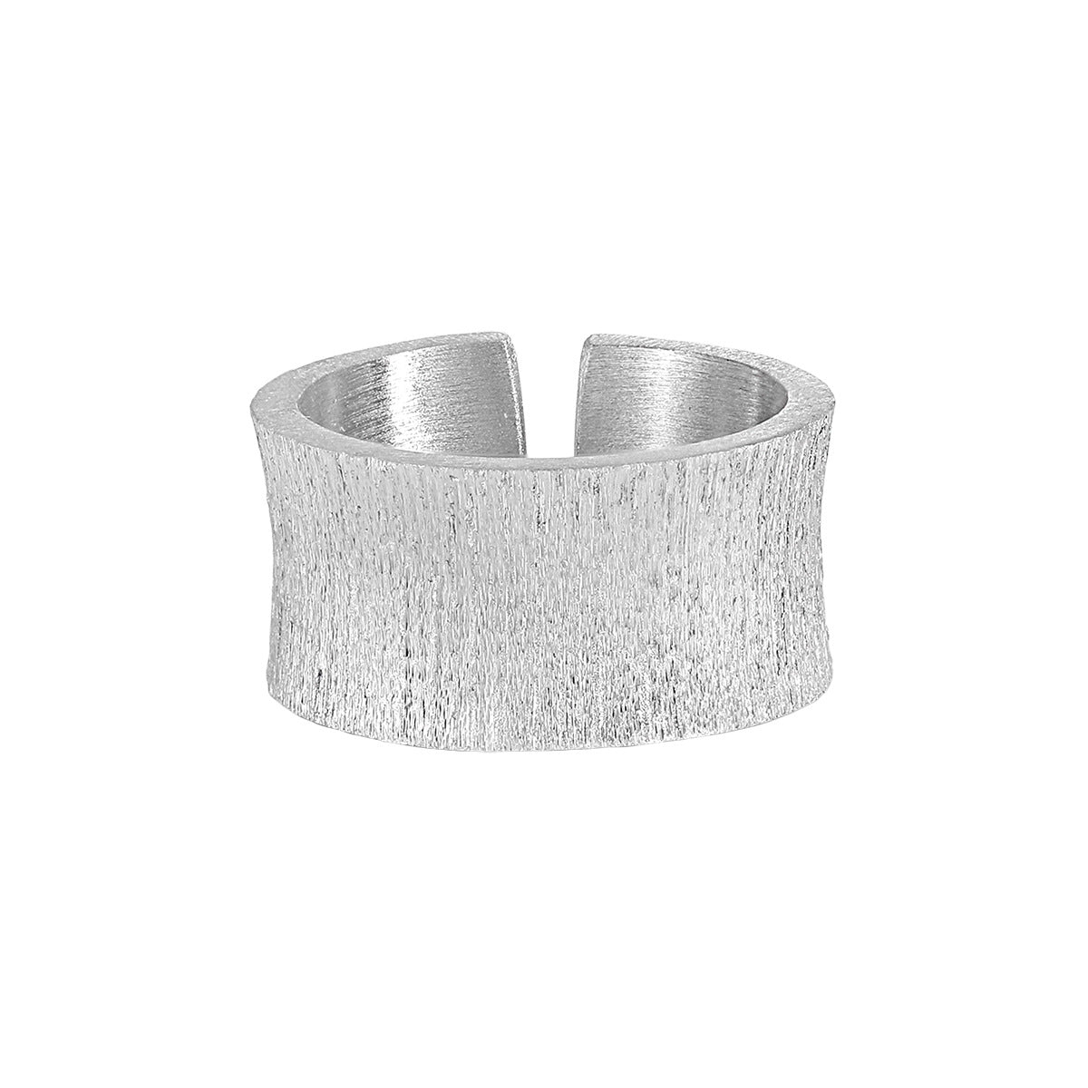 Elysian Brushed Plain Silver Statement Ring
