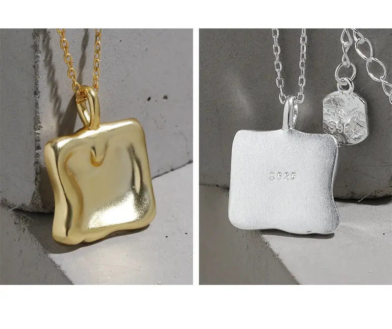 ARABELLA'S SQUARE PENDANT SILVER NECKLACE - OPHRASTUDIO