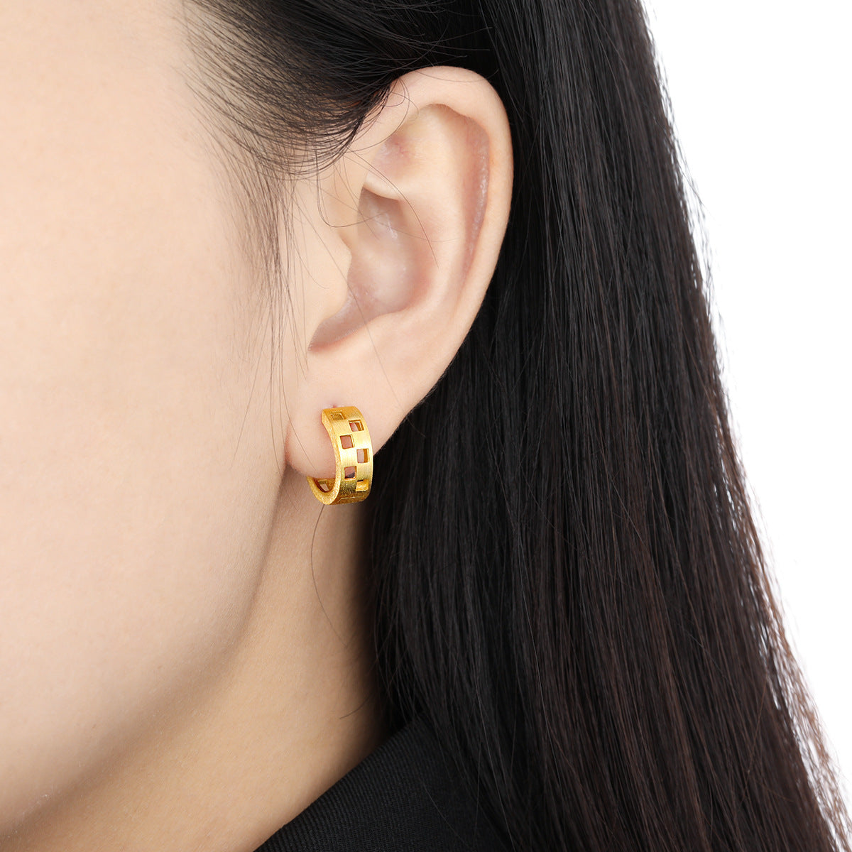 AURORA'S MATTE BRUSHED HOLLOW EARRING BUCKLE OPHRASTUDIO