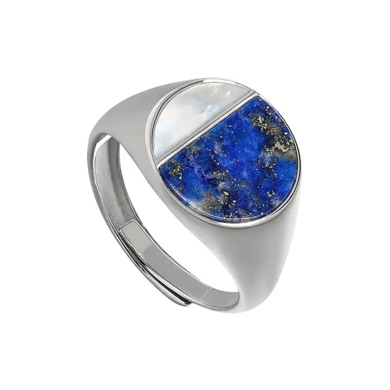 ATHENA'S LAPIS SHELL SILVER RING - OPHRASTUDIO