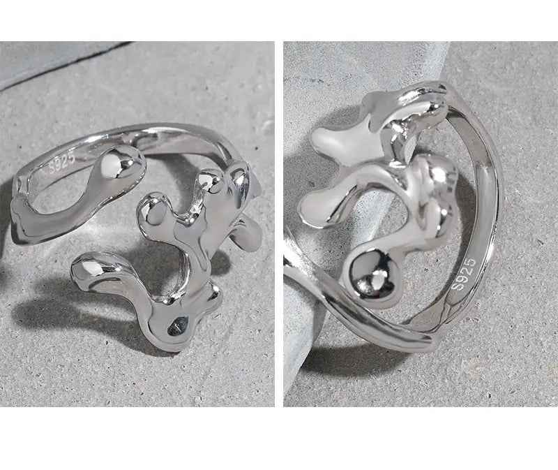 Brynhildr's Lava Texture Silver Statement Ring