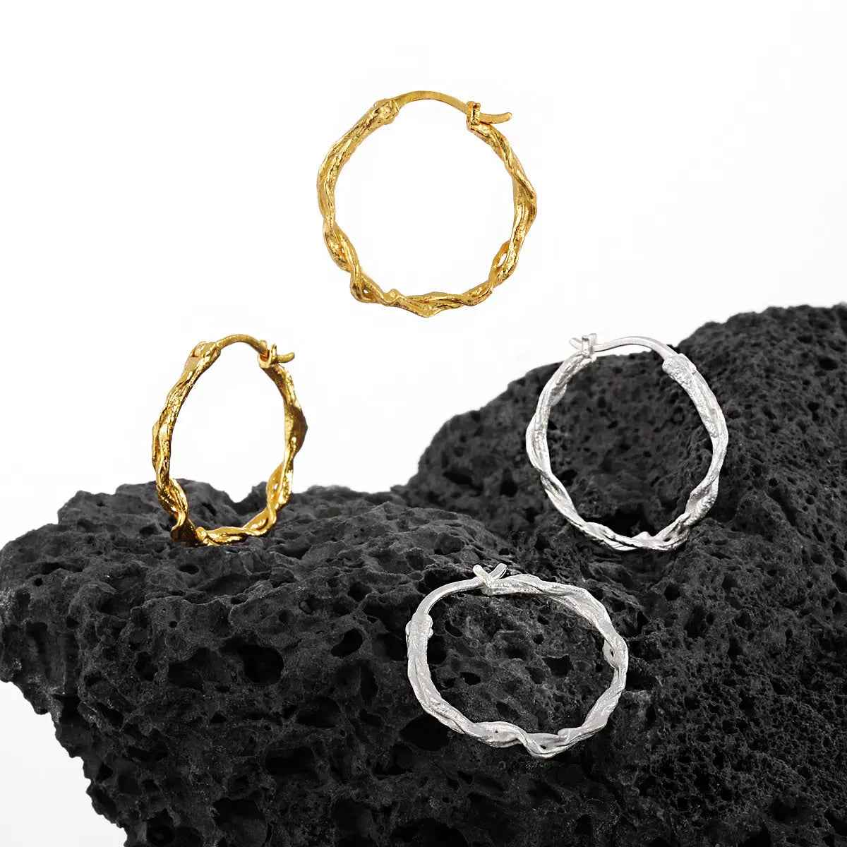 Cold Wind Geometric Silver Hoop Earrings