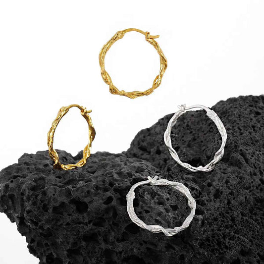 Cold Wind Geometric Silver Hoop Earrings