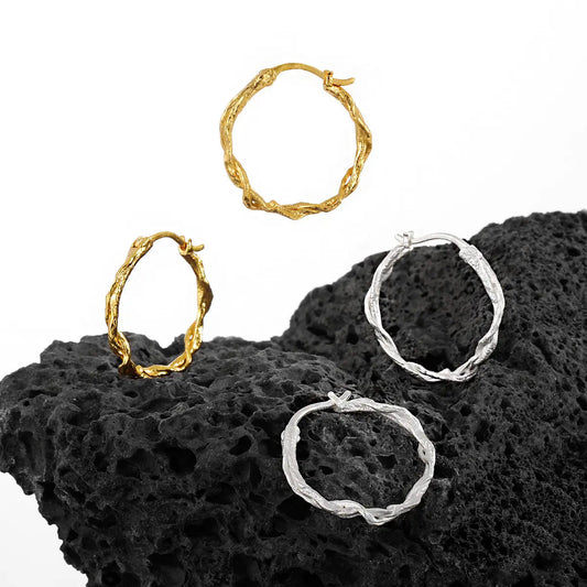 Cold Wind Geometric Silver Hoop Earrings